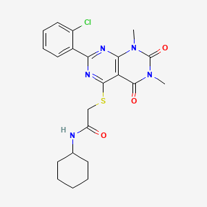 2-((2-(2-chlorophenyl)-6,8-dimethyl-5,7-dioxo-5,6,7,8-tetrahydropyrimido[4,5-d]pyrimidin-4-yl)thio)-N-cyclohexylacetamide