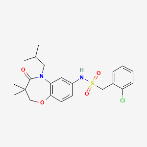 molecular formula C22H27ClN2O4S B2697241 1-(2-chlorophenyl)-N-(5-isobutyl-3,3-dimethyl-4-oxo-2,3,4,5-tetrahydrobenzo[b][1,4]oxazepin-7-yl)methanesulfonamide CAS No. 922004-38-4