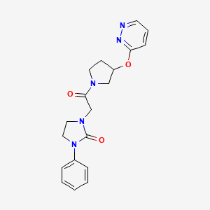 molecular formula C19H21N5O3 B2697246 1-(2-Oxo-2-(3-(pyridazin-3-yloxy)pyrrolidin-1-yl)ethyl)-3-phenylimidazolidin-2-one CAS No. 2034336-15-5