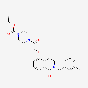 molecular formula C26H31N3O5 B2697247 乙酸-4-[2-[[2-[(3-甲基苯基)甲基]-1-氧代-3,4-二氢异喹啉-5-基氧基]乙酰基]哌嗪-1-基]甲酸酯 CAS No. 850907-41-4