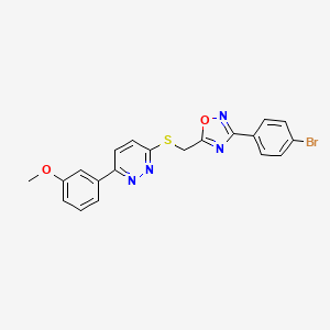 B2697248 3-(4-Bromophenyl)-5-(((6-(3-methoxyphenyl)pyridazin-3-yl)thio)methyl)-1,2,4-oxadiazole CAS No. 1111290-64-2