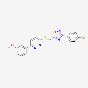 molecular formula C20H15BrN4O2S B2697248 3-(4-溴苯基)-5-(((6-(3-甲氧基苯基)吡啶并[3,4-d]嘧啶-3-基)硫基)-甲基)-1,2,4-噁二唑 CAS No. 1111290-64-2