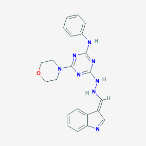 molecular formula C22H22N8O B269725 4-[2-[(E)-indol-3-ylidenemethyl]hydrazinyl]-6-morpholin-4-yl-N-phenyl-1,3,5-triazin-2-amine 