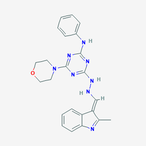 molecular formula C23H24N8O B269726 4-[2-[(E)-(2-methylindol-3-ylidene)methyl]hydrazinyl]-6-morpholin-4-yl-N-phenyl-1,3,5-triazin-2-amine 