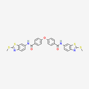 molecular formula C30H22N4O3S4 B2697260 N-(2-methylsulfanyl-1,3-benzothiazol-6-yl)-4-[4-[(2-methylsulfanyl-1,3-benzothiazol-6-yl)carbamoyl]phenoxy]benzamide CAS No. 325987-85-7