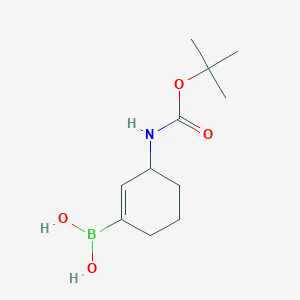 molecular formula C11H20BNO4 B2697267 (3-{[(叔丁氧羰)氨基]环己-1-烯-1-基}硼酸 CAS No. 2304631-66-9