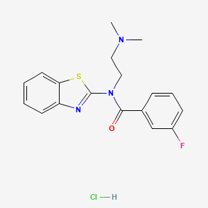molecular formula C18H19ClFN3OS B2697269 N-(苯并[d]噻唑-2-基)-N-(2-(二甲胺基)乙基)-3-氟苯甲酰胺盐酸盐 CAS No. 1216454-61-3