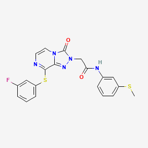 molecular formula C20H16FN5O2S2 B2697270 2-(8-((3-fluorophenyl)thio)-3-oxo-[1,2,4]triazolo[4,3-a]pyrazin-2(3H)-yl)-N-(3-(methylthio)phenyl)acetamide CAS No. 1251677-35-6