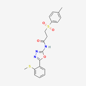 molecular formula C19H19N3O4S2 B2697272 N-(5-(2-(methylthio)phenyl)-1,3,4-oxadiazol-2-yl)-3-tosylpropanamide CAS No. 886911-63-3