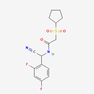 molecular formula C15H16F2N2O3S B2697273 N-[cyano(2,4-difluorophenyl)methyl]-2-(cyclopentanesulfonyl)acetamide CAS No. 1355933-01-5