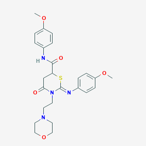 N-(4-methoxyphenyl)-2-[(4-methoxyphenyl)imino]-3-[2-(4-morpholinyl)ethyl]-4-oxo-1,3-thiazinane-6-carboxamide