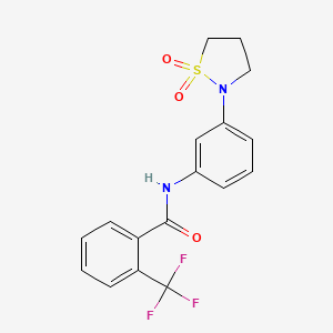 molecular formula C17H15F3N2O3S B2697281 N-(3-(1,1-二氧异噻唑啉-2-基)苯基)-2-(三氟甲基)苯甲酰胺 CAS No. 946215-86-7