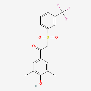 molecular formula C17H15F3O4S B2697288 1-(4-羟基-3,5-二甲基苯基)-2-{[3-(三氟甲基)苯基]磺酰}-1-乙酮 CAS No. 344279-52-3
