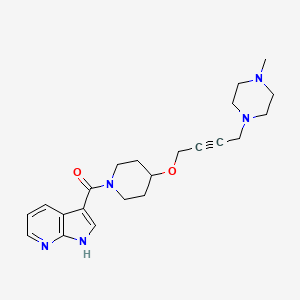 molecular formula C22H29N5O2 B2697289 1-methyl-4-{4-[(1-{1H-pyrrolo[2,3-b]pyridine-3-carbonyl}piperidin-4-yl)oxy]but-2-yn-1-yl}piperazine CAS No. 2415554-28-6