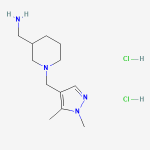 molecular formula C12H24Cl2N4 B2697304 ({1-[(1,5-Dimethyl-1H-pyrazol-4-yl)methyl]piperidin-3-yl}methyl)amine dihydrochloride CAS No. 1431963-95-9