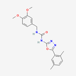molecular formula C20H22N4O4 B2697306 1-(3,4-Dimethoxybenzyl)-3-(5-(2,5-dimethylphenyl)-1,3,4-oxadiazol-2-yl)urea CAS No. 1219913-31-1