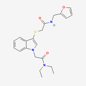 molecular formula C21H25N3O3S B2697313 2-({1-[2-(二乙基氨基)-2-氧代乙基]-1H-吲哚-3-基}硫)-N-(2-呋喃甲基)乙酰胺 CAS No. 877658-31-6