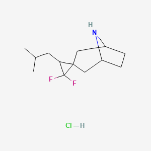 molecular formula C13H22ClF2N B2697320 2',2'-Difluoro-3'-isobutyl-8-azaspiro[bicyclo[3.2.1]octane-3,1'-cyclopropane] hydrochloride CAS No. 2189434-80-6