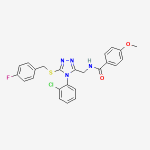 N-((4-(2-chlorophenyl)-5-((4-fluorobenzyl)thio)-4H-1,2,4-triazol-3-yl)methyl)-4-methoxybenzamide