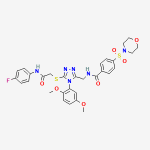 molecular formula C30H31FN6O7S2 B2697337 N-((4-(2,5-二甲氧基苯基)-5-((2-((4-氟苯基)氨基)-2-氧代乙基)硫代-4H-1,2,4-三唑-3-基)甲基)-4-(吗啉基磺酰基)苯田酰胺 CAS No. 309968-64-7