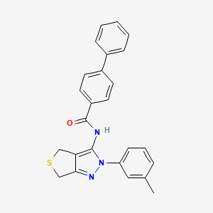 molecular formula C25H21N3OS B2697345 N-[2-(3-甲基苯基)-4,6-二氢噻吩[3,4-c]吡唑-3-基]-4-苯基苯甲酰胺 CAS No. 392288-82-3