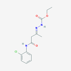 molecular formula C13H16ClN3O3 B269735 Ethyl 2-[3-(2-chloroanilino)-1-methyl-3-oxopropylidene]hydrazinecarboxylate 