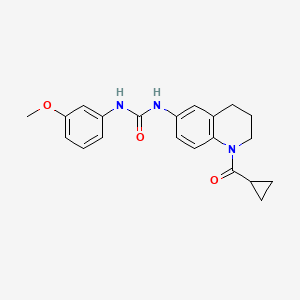 molecular formula C21H23N3O3 B2697350 1-(1-(环丙基甲酰)-1,2,3,4-四氢喹啉-6-基)-3-(3-甲氧基苯基)脲 CAS No. 1203097-15-7
