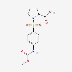 molecular formula C13H16N2O6S B2697365 1-(4-(甲氧基羰基氨基)苯基)磺酰吡咯啉-2-羧酸 CAS No. 1008946-47-1