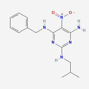 molecular formula C15H20N6O2 B2697367 {6-Amino-2-[(2-methylpropyl)amino]-5-nitropyrimidin-4-yl}benzylamine CAS No. 673496-47-4
