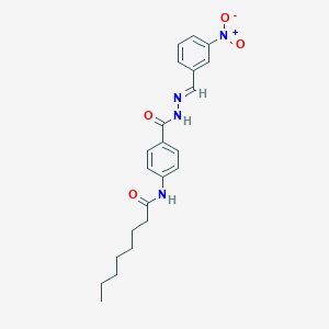 molecular formula C22H26N4O4 B269738 N-{4-[(2-{3-nitrobenzylidene}hydrazino)carbonyl]phenyl}octanamide 