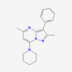 molecular formula C19H22N4 B2697380 2,5-Dimethyl-3-phenyl-7-(piperidin-1-yl)pyrazolo[1,5-a]pyrimidine CAS No. 850801-06-8