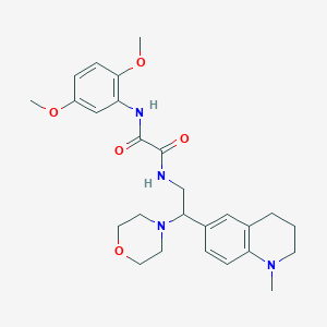 molecular formula C26H34N4O5 B2697382 N-(2,5-dimethoxyphenyl)-N-[2-(1-methyl-1,2,3,4-tetrahydro-6-quinolinyl)-2-morpholinoethyl]ethanediamide CAS No. 921924-45-0