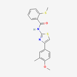 molecular formula C19H18N2O2S2 B2697392 N-(4-(4-甲氧基-3-甲基苯基)噻唑-2-基)-2-(甲硫基)苯甲酰胺 CAS No. 896345-67-8