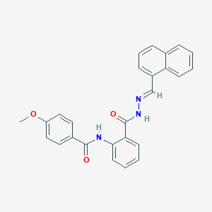 molecular formula C26H21N3O3 B269740 4-methoxy-N-(2-{[2-(1-naphthylmethylene)hydrazino]carbonyl}phenyl)benzamide 