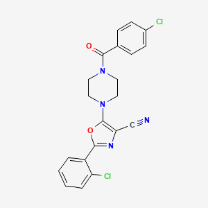 molecular formula C21H16Cl2N4O2 B2697406 5-(4-(4-Chlorobenzoyl)piperazin-1-yl)-2-(2-chlorophenyl)oxazole-4-carbonitrile CAS No. 903855-34-5