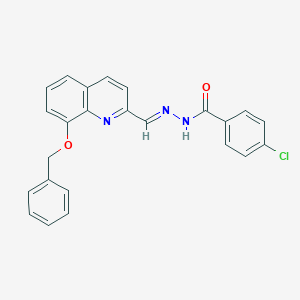 molecular formula C24H18ClN3O2 B269741 N'-{[8-(benzyloxy)-2-quinolinyl]methylene}-4-chlorobenzohydrazide 
