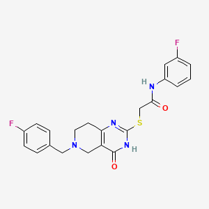 molecular formula C22H20F2N4O2S B2697430 2-{[6-(4-氟苯甲基)-4-氧代-3,4,5,6,7,8-六氢吡啶并[4,3-d]嘧啶-2-基]硫醚}-N-(3-氟苯基)乙酰胺 CAS No. 866864-29-1