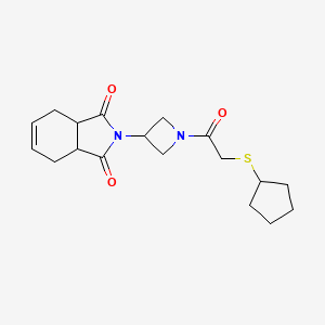 molecular formula C18H24N2O3S B2697439 2-(1-(2-(环戊硫基)乙酰)氮杂环丁烷-3-基)-3a,4,7,7a-四氢-1H-异喹啉-1,3(2H)-二酮 CAS No. 1903298-37-2