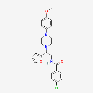 molecular formula C24H26ClN3O3 B2697445 4-chloro-N-[2-(furan-2-yl)-2-[4-(4-methoxyphenyl)piperazin-1-yl]ethyl]benzamide CAS No. 877647-51-3