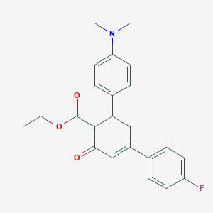 molecular formula C23H24FNO3 B2697453 Ethyl 6-[4-(dimethylamino)phenyl]-4-(4-fluorophenyl)-2-oxocyclohex-3-ene-1-carboxylate CAS No. 851715-64-5