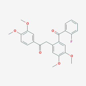 molecular formula C25H23FO6 B269748 1-(3,4-Dimethoxyphenyl)-2-[2-(2-fluorobenzoyl)-4,5-dimethoxyphenyl]ethanone 