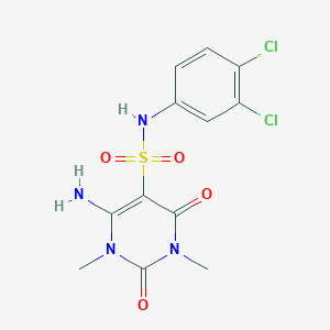 molecular formula C12H12Cl2N4O4S B2697484 4-氨基-N-(3,4-二氯苯基)-1,3-二甲基-2,6-二氧代嘧啶-5-磺酰胺 CAS No. 869076-91-5