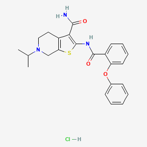 molecular formula C24H26ClN3O3S B2697488 6-Isopropyl-2-(2-phenoxybenzamido)-4,5,6,7-tetrahydrothieno[2,3-c]pyridine-3-carboxamide hydrochloride CAS No. 1216599-95-9