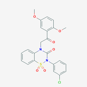 molecular formula C23H19ClN2O6S B2697492 2-(3-chlorophenyl)-4-(2-(2,5-dimethoxyphenyl)-2-oxoethyl)-2H-benzo[e][1,2,4]thiadiazin-3(4H)-one 1,1-dioxide CAS No. 899356-49-1