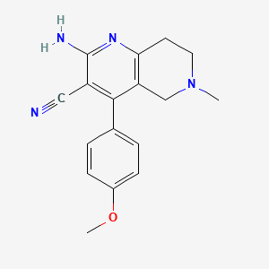 molecular formula C17H18N4O B2697495 2-Amino-4-(4-methoxyphenyl)-6-methyl-5,6,7,8-tetrahydro-1,6-naphthyridine-3-carbonitrile CAS No. 296770-51-9