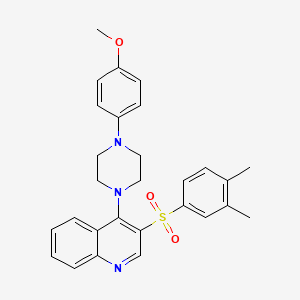 molecular formula C28H29N3O3S B2697500 3-((3,4-Dimethylphenyl)sulfonyl)-4-(4-(4-methoxyphenyl)piperazin-1-yl)quinoline CAS No. 895642-44-1