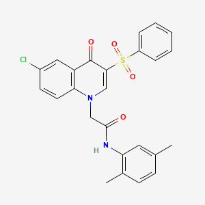 molecular formula C25H21ClN2O4S B2697514 2-[3-(苯磺酰)-6-氯-4-氧代喹啉-1-基]-N-(2,5-二甲基苯基)乙酰胺 CAS No. 866725-60-2