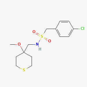 molecular formula C14H20ClNO3S2 B2697521 1-(4-chlorophenyl)-N-((4-methoxytetrahydro-2H-thiopyran-4-yl)methyl)methanesulfonamide CAS No. 2034486-54-7