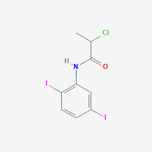 molecular formula C9H8ClI2NO B2697524 2-氯-N-(2,5-二碘苯基)丙酰胺 CAS No. 2137595-74-3