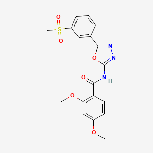 molecular formula C18H17N3O6S B2697527 2,4-二甲氧基-N-[5-(3-甲基磺酰苯基)-1,3,4-噁二唑-2-基]苯甲酰胺 CAS No. 886927-99-7